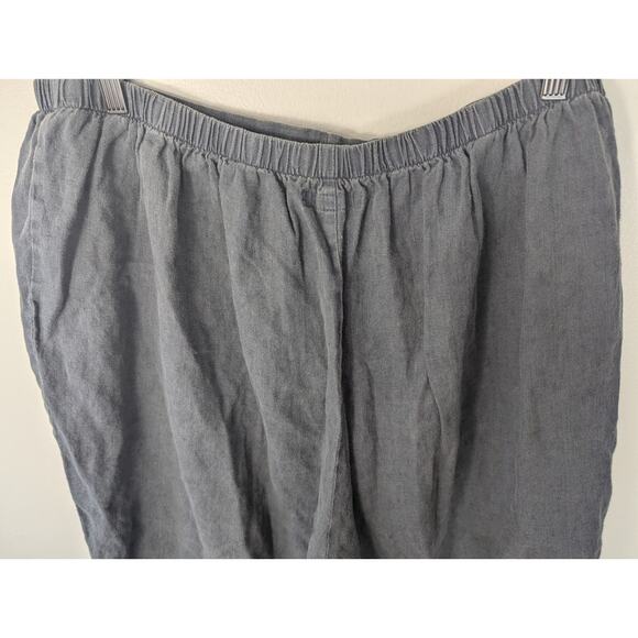Flax Dark Grey Linen Lagenlook Baggy Tapered Leg High Rise Pull On Pant - Picture 6 of 8